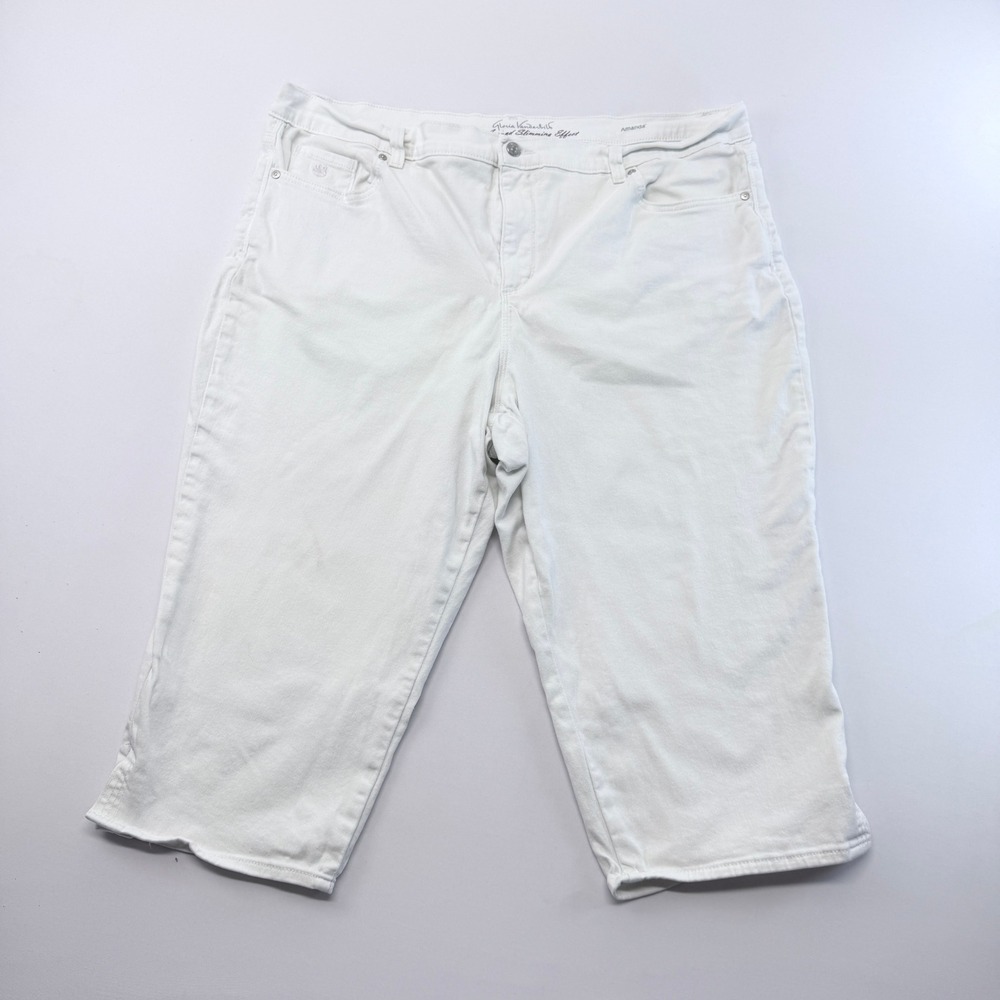 Gloria Vanderbilt Amanda White Slimming Effect Capri Jeans Plus Size 22W